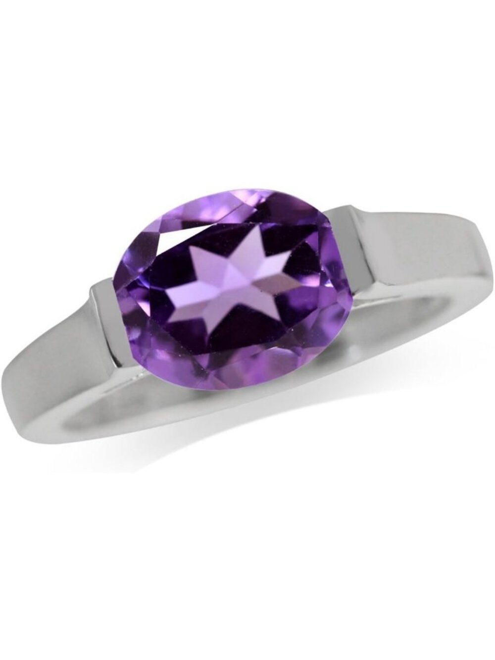 Elegant Oval Gemstone Ring - 10x8mm White/Yellow Gold Plated 925 Sterling Silver